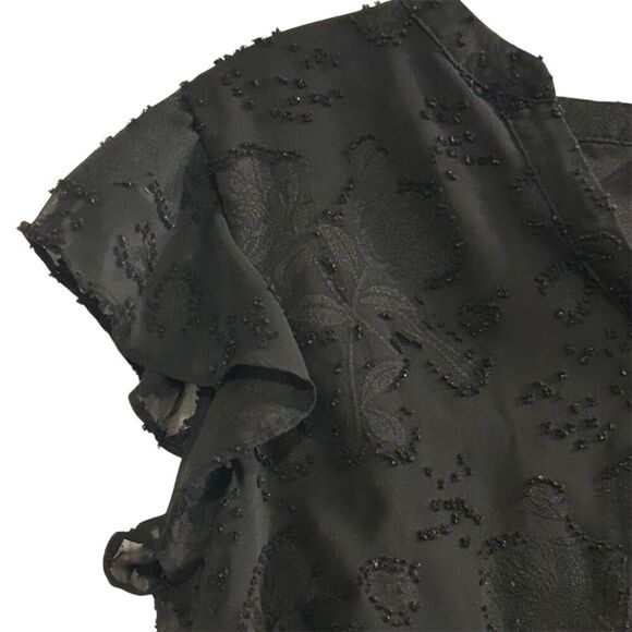 Elle Women's Black Flutter Sleeve Blouse Top Size S Casual Spring - Picture 3 of 15